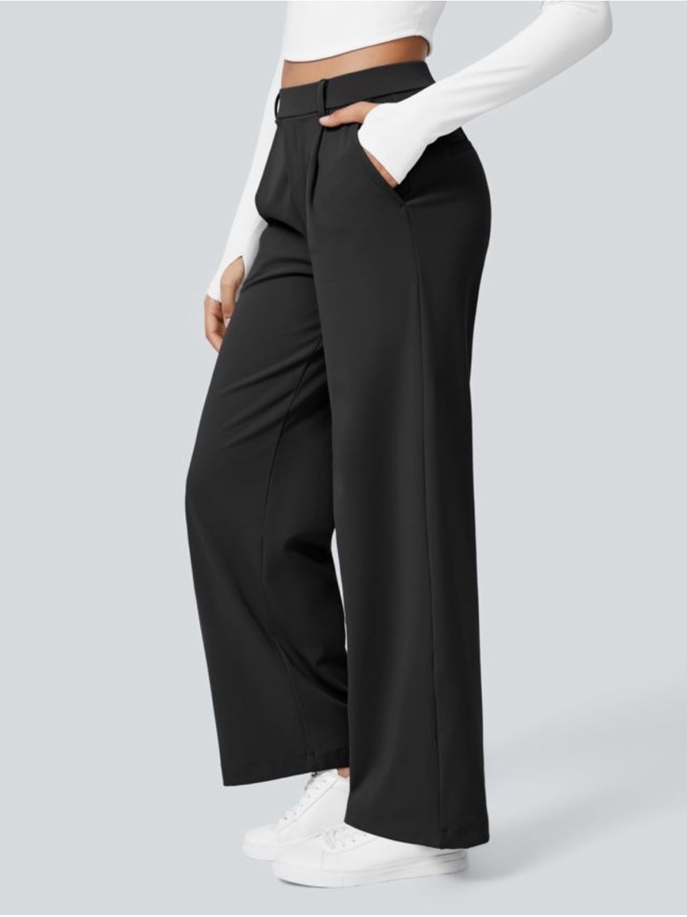 HALARA Black Wide-Leg High-Waist Trousers